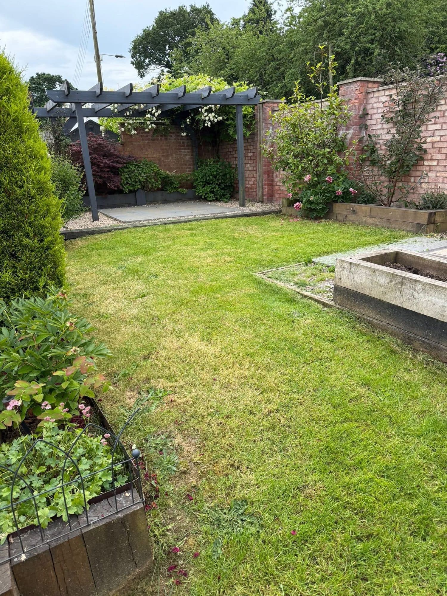 Freshly maintained garden and lawn