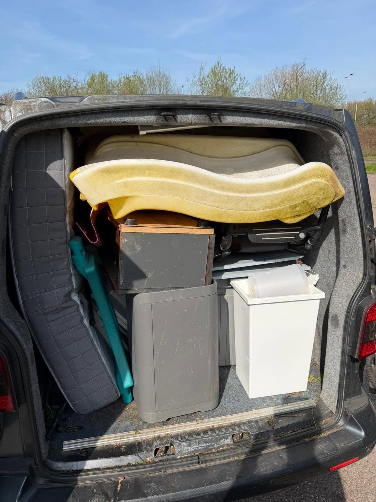 Vehicle loaded for a clearance and tip run