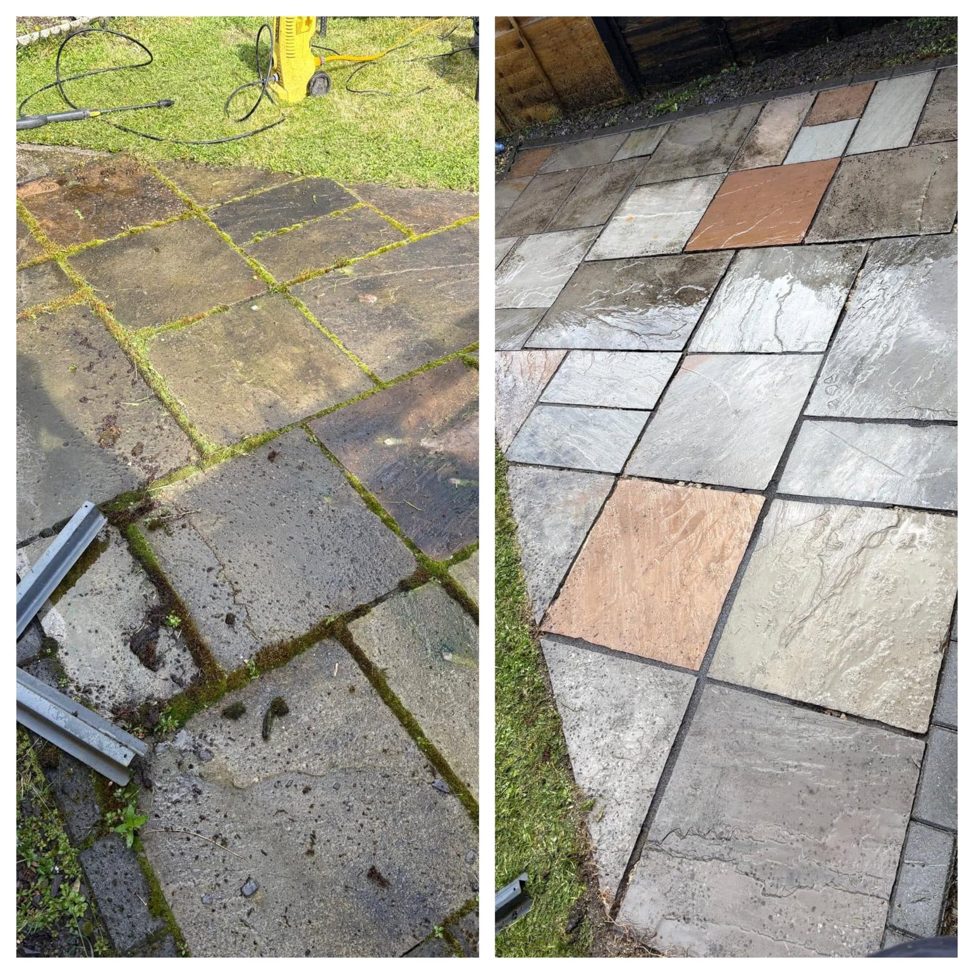 Patio cleaning before and after